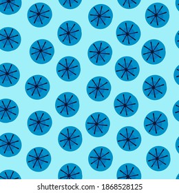Seamless pattern with hand drawn abstract snowflakes on blue background. Winter, Christmas, New Year concept. For gift wrap and other surface design projects