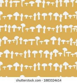 Seamless pattern with hand drawn abstract mushrooms, woodland and forest theme. Repeating background for wrapping paper, fabric,textile, stationary products decoration.