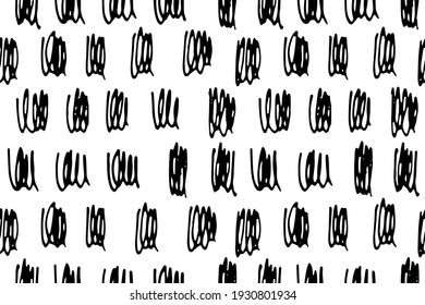 Seamless pattern with hand drawn abstract shapes. Scribbles handwritten with pen or pencil. Simple vector illustration