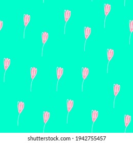 Seamless pattern with hand drawn abstract flower in doodle style,simple floral illustration,tender print for wallpaper and wrapping paper,banner,cover and interior design,fabric,Mothers day decoration