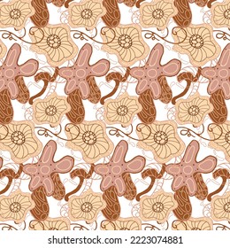Patrón sin fisuras de las figuras beige abstractas dibujadas a mano