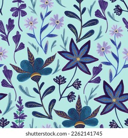 Seamless pattern with hand drawn abstract ornate flowers. Vector illustration in victorian style. Dark gothic floral texture. 