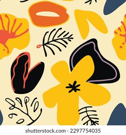 Seamless pattern with hand drawn abstract flowers. Vector illustration. decorative elements wallpaper