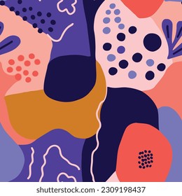 Seamless pattern with hand drawn abstract shapes. Vector illustration. background design template