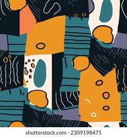 Seamless pattern with hand drawn abstract shapes. Vector illustration. background design template