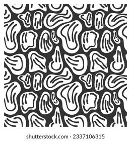 Seamless pattern of hand drawn abstract smiley faces.