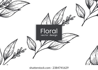 Seamless pattern with hand drawn abstract shapes and floral elements. Vector illustration. backgrounds