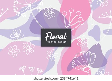 Seamless pattern with hand drawn abstract shapes and floral elements. Vector illustration. backgrounds