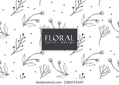 Seamless pattern with hand drawn abstract shapes and floral elements. Vector illustration. backgrounds