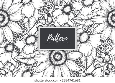 Seamless pattern with hand drawn abstract shapes and floral elements. Vector illustration. backgrounds