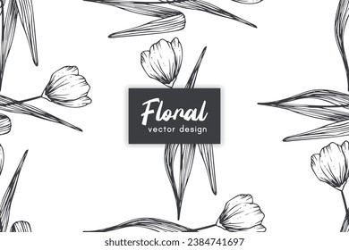 Seamless pattern with hand drawn abstract shapes and floral elements. Vector illustration. backgrounds
