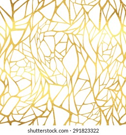 Seamless pattern with hand drawn abstract geometric golden ornament. Template for your design. Vector illustration