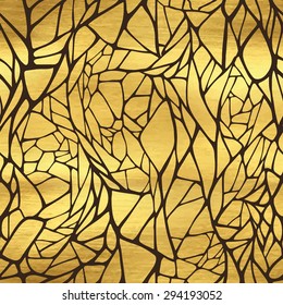 Seamless pattern with hand drawn abstract geometric golden ornament. Template for your design. Vector illustration