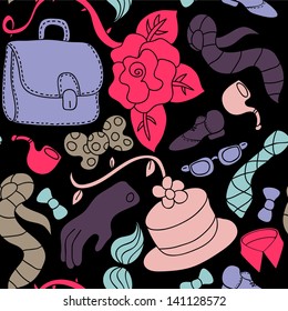 Seamless pattern with hand drawn accessories for men