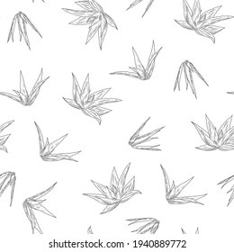 Seamless pattern with hand drawn aloe vera plant
