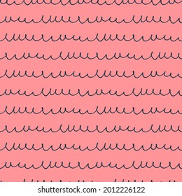 Seamless pattern with hand drawn angled lines on pink background. Scribble, scrawl writing imitation