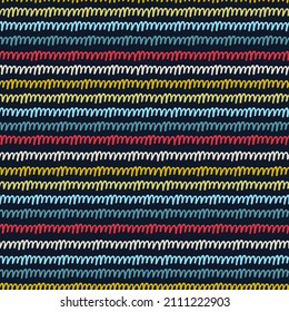Seamless pattern with hand drawn angled colorful lines on dark background. Scribble, scrawl writing imitation the waves. For gift and wrapping paper, surface design and wallpaper