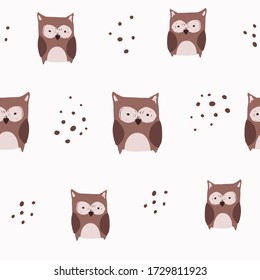 Seamless pattern with hand drawn animal faces. Creative childish background. Perfect for kids apparel, fabric, textile, nursery decoration, wrapping paper. Vector Illustration