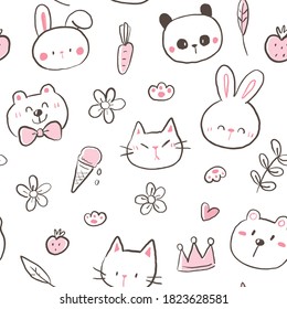 Diseño de cara animal dibujado a mano en fondo blanco