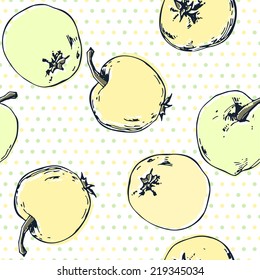 Seamless pattern with  hand drawn apples. Vector illustration.