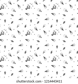 Seamless pattern hand drawn arrow cursor. Doodle black sketch. Sign symbol. Decoration element. Isolated on white background. Flat design. Vector illustration.