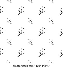 Seamless pattern hand drawn arrow cursor. Doodle black sketch. Sign symbol. Decoration element. Isolated on white background. Flat design. Vector illustration.