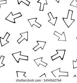 Seamless pattern Hand Drawn arrow doodle. Sketch style icon. Decoration element. Isolated on white background. Flat design. Vector illustration.