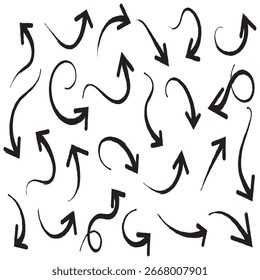 Padrão contínuo de setas desenhadas à mão em azul-petróleo.  Vetor padrão sem emenda com várias setas pretas desenhadas à mão em um fundo azul-petróleo, perfeito para designs criativos, fundos e apresentações.