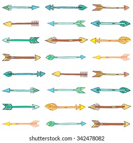Seamless pattern with hand drawn  Arrows. Vector.