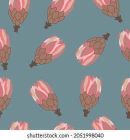Nahtloses Muster mit handgezeichneten Artischocken. Vektorgrafik. Botanisches Muster für Textilien und Tapeten.