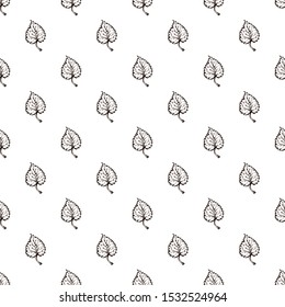 Seamless pattern with hand drawn aspen leaves on white background. Suitable for packaging, wrappers, fabric design