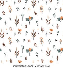 Seamless pattern with hand drawn autumn leaves. Vector illustration.