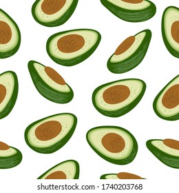 Seamless pattern with hand drawn avocado on a white background. Doodle, simple illustration. It can be used for decoration of textile, paper and other surfaces.