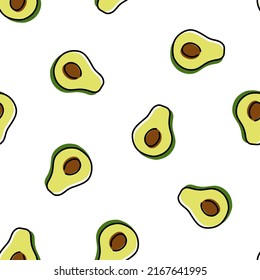 Seamless pattern with hand drawn avocados