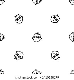 Seamless pattern Hand drawn baby's face doodle. Sketch children's toy icon. Decoration element. Isolated on white background. Vector illustration.