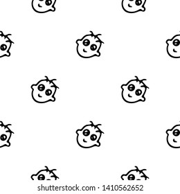 Seamless pattern Hand drawn baby's face doodle. Sketch children's toy icon. Decoration element. Isolated on white background. Vector illustration.