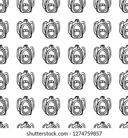 Seamless pattern Hand drawn backpack doodle. Sketch Back to school, icon. Decoration element. Isolated on white background. Vector illustration.