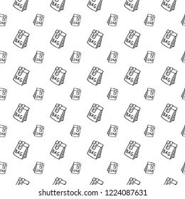 Seamless pattern hand drawn bag. Doodle black sketch. Sign symbol. Decoration element. Isolated on white background. Flat design. Vector illustration.