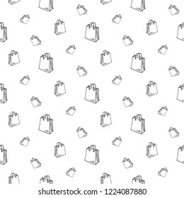 Seamless pattern hand drawn bag. Doodle black sketch. Sign symbol. Decoration element. Isolated on white background. Flat design. Vector illustration.