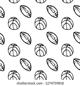 Seamless pattern Hand drawn ball doodle. Sketch Back to school, icon. Decoration element. Isolated on white background. Vector illustration.