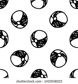 Seamless pattern Hand drawn ball doodle. Sketch children's toy icon. Decoration element. Isolated on white background. Vector illustration.