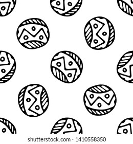 Seamless pattern Hand drawn ball doodle. Sketch children's toy icon. Decoration element. Isolated on white background. Vector illustration.