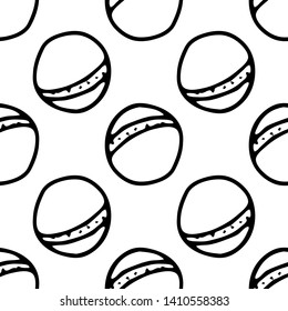 Seamless pattern Hand drawn ball doodle. Sketch children's toy icon. Decoration element. Isolated on white background. Vector illustration.
