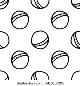 Seamless pattern Hand drawn ball doodle. Sketch children's toy icon. Decoration element. Isolated on white background. Vector illustration.
