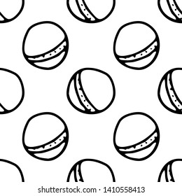 Seamless pattern Hand drawn ball doodle. Sketch children's toy icon. Decoration element. Isolated on white background. Vector illustration.