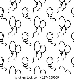 Seamless pattern Hand drawn balloon doodle. Sketch Back to school, icon. Decoration element. Isolated on white background. Vector illustration.