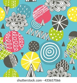 Seamless pattern with hand drawn balls. Creative vector background in modern style.