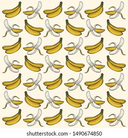 Seamless pattern of hand drawn banana.