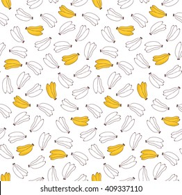 Seamless pattern, hand drawn banana on white background vector.