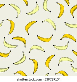 Seamless pattern with hand drawn bananas. Vector background for packaging, textile, etc.